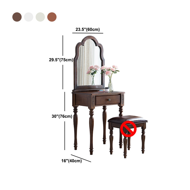 Traditional Wooden Vanity Makeup Table Set 1 Drawers Dressing Table with Mirror Clearhalo 'Bedroom Furniture' 'furn' 'furn_makeup_vanities' 'Furniture' 'Makeup Vanities' 'makeup_vanities' 5479668