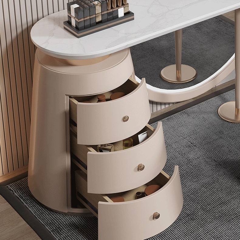 Modern Makeup Vanity Set With Three Drawer in Light Brown for Bedroom