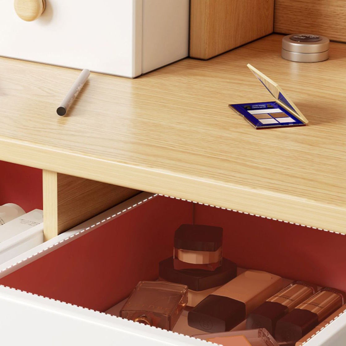 Modern de tocador de maquillaje con espejo y estantes de almacenamiento 47.25 "para el dormitorio