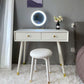 Dressing Table Made of White Solid Wood with 2 Drawers and 1 White Stool