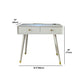 Dressing Table Made of White Solid Wood with 2 Drawers and 1 White Stool