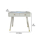 Dressing Table Made of White Solid Wood with 2 Drawers and 1 White Stool