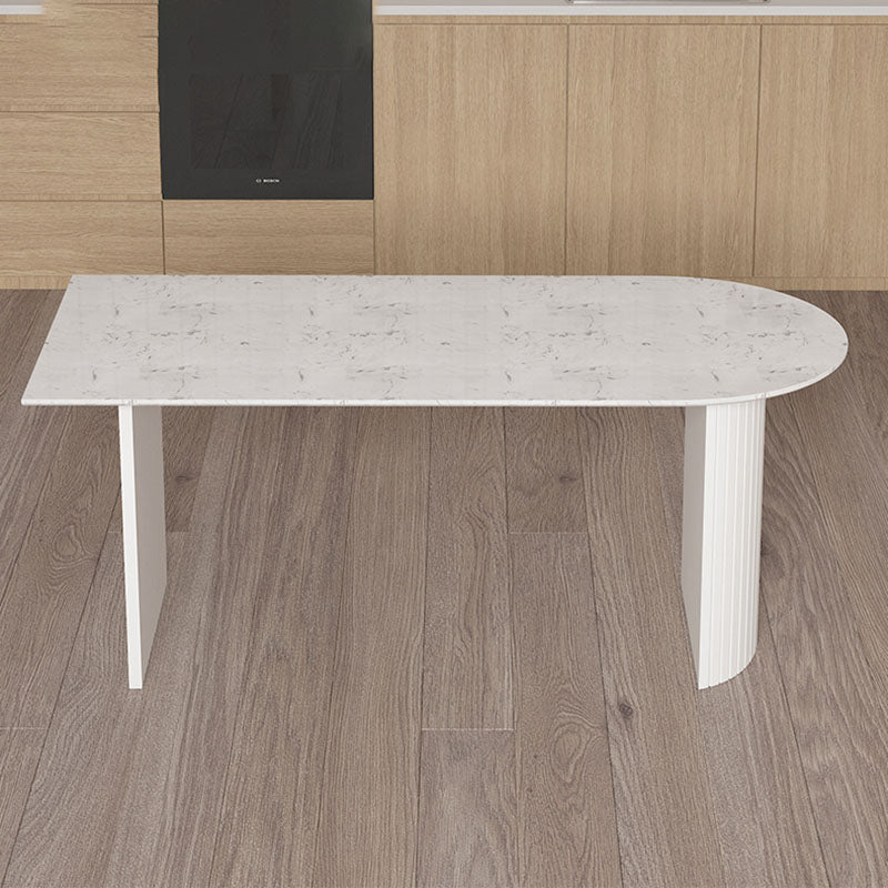 Tavolo da pranzo in stile contemporaneo in pietra doppia pianea del piedistallo