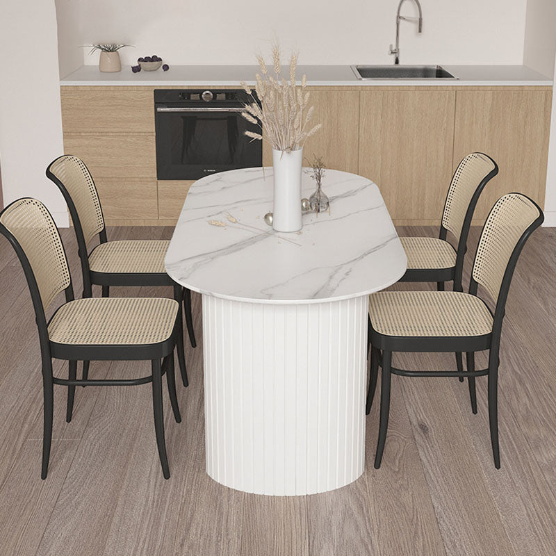 Tavolo da pranzo in stile contemporaneo in pietra doppia pianea del piedistallo