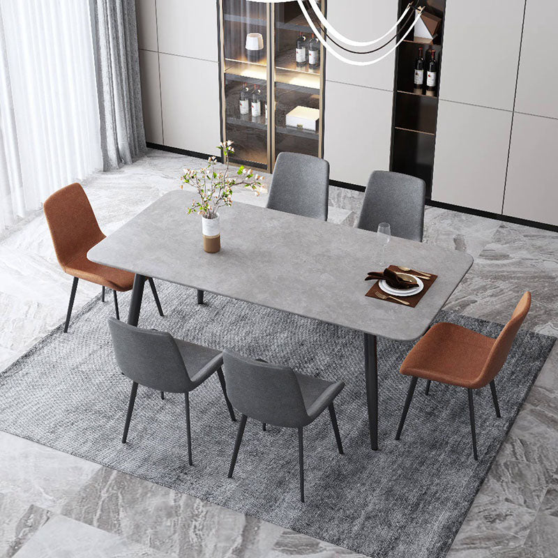 Black Metal Frame Industrial Rectangle Dining Table Sintered Stone Table for Home Gray Without Chairs Clearhalo 'Dining Tables & Seating' 'Dining Tables' 'dining_table' 'furn' 'furn_dining_table' 'Furniture' 'Kitchen & Dining Furniture' 5479789