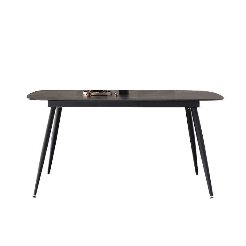 Black Metal Frame Industrial Rectangle Dining Table Sintered Stone Table for Home Clearhalo 'Dining Tables & Seating' 'Dining Tables' 'dining_table' 'furn' 'furn_dining_table' 'Furniture' 'Kitchen & Dining Furniture' 5479793
