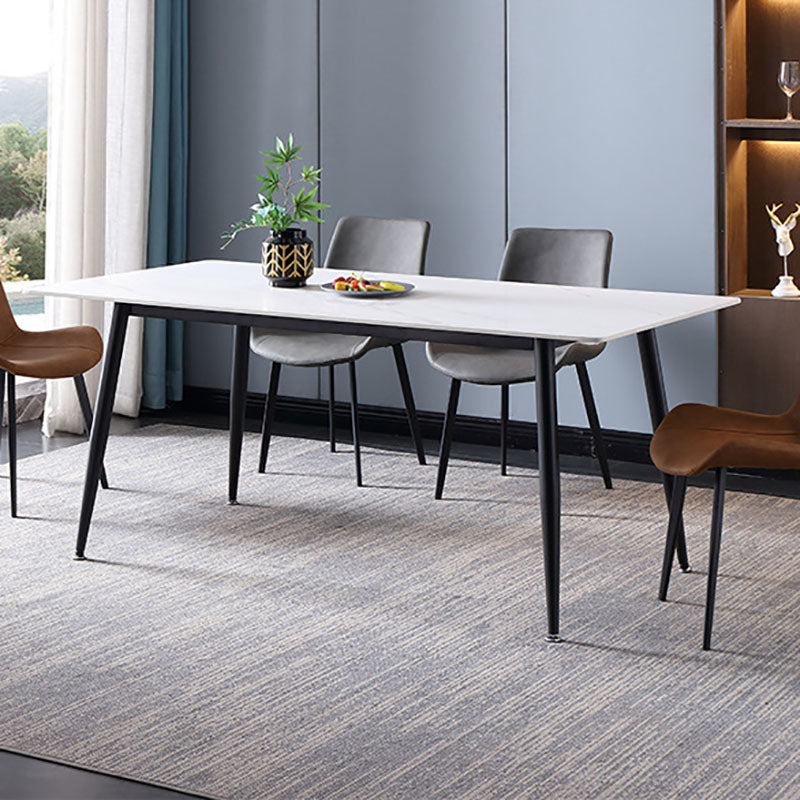 Black Metal Frame Industrial Rectangle Dining Table Sintered Stone Table for Home Clearhalo 'Dining Tables & Seating' 'Dining Tables' 'dining_table' 'furn' 'furn_dining_table' 'Furniture' 'Kitchen & Dining Furniture' 5479800