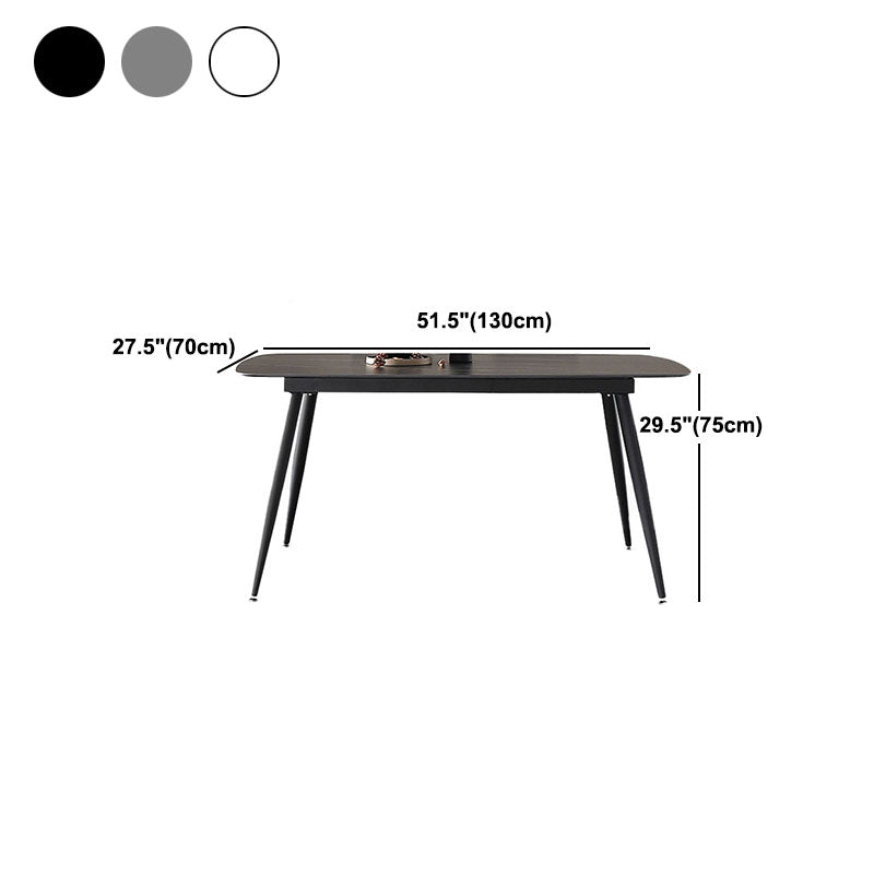 Black Metal Frame Industrial Rectangle Dining Table Sintered Stone Table for Home Clearhalo 'Dining Tables & Seating' 'Dining Tables' 'dining_table' 'furn' 'furn_dining_table' 'Furniture' 'Kitchen & Dining Furniture' 5479805