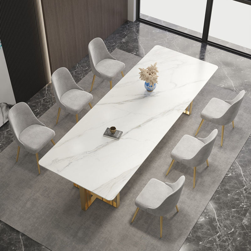 Table à manger de style industriel Table rectangulaire en pierre frittée pour salle à manger