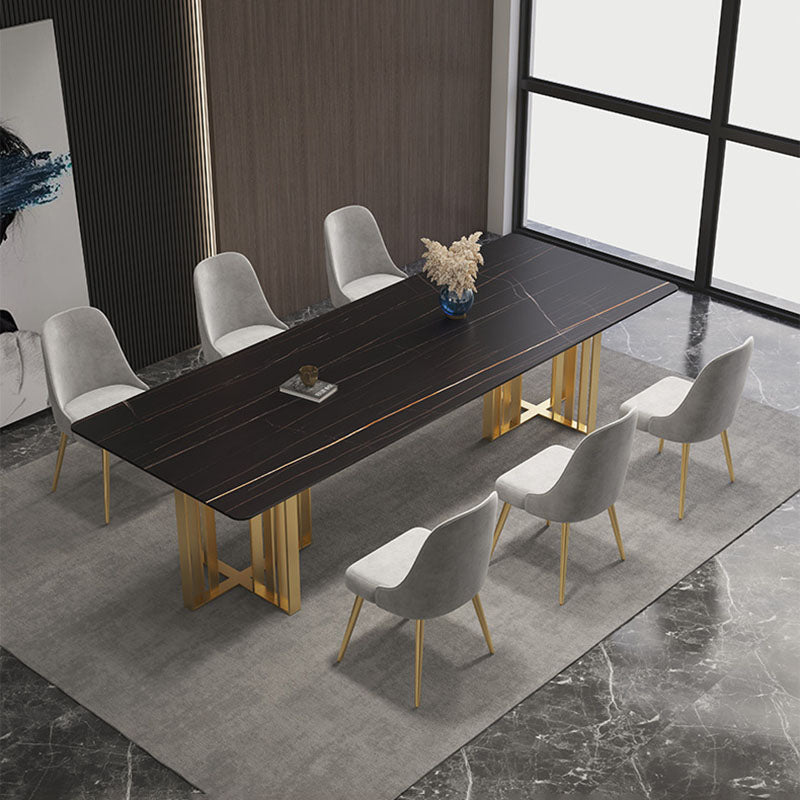 Table à manger de style industriel Table rectangulaire en pierre frittée pour salle à manger