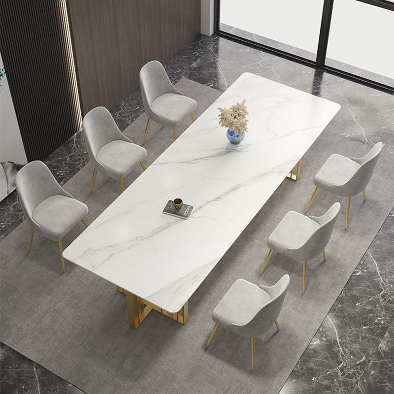 Table à manger de style industriel Table rectangulaire en pierre frittée pour salle à manger