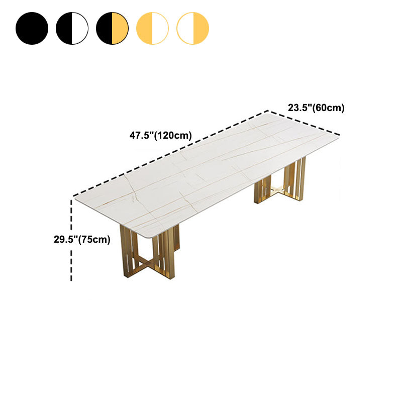 Table à manger de style industriel Table rectangulaire en pierre frittée pour salle à manger