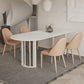 Stone Dining Room Collection Contemporary Double Pedestal Dining Table for Home White 55.1"L x 31.5"W x 29.5"H Without Chairs Clearhalo 'Dining Tables & Seating' 'Dining Tables' 'dining_table' 'furn' 'furn_dining_table' 'Furniture' 'Kitchen & Dining Furniture' 5479826