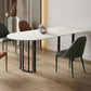 Stone Dining Room Collection Contemporary Double Pedestal Dining Table for Home Black White 55.1"L x 31.5"W x 29.5"H Without Chairs Clearhalo 'Dining Tables & Seating' 'Dining Tables' 'dining_table' 'furn' 'furn_dining_table' 'Furniture' 'Kitchen & Dining Furniture' 5479827