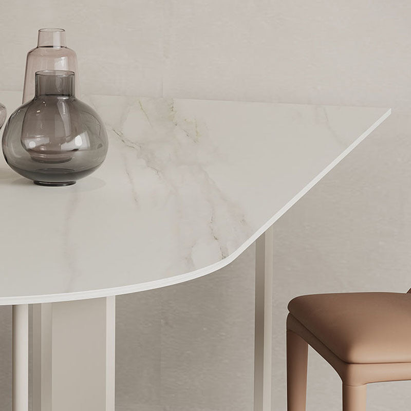 Stone Dining Room Collection Contemporary Double Pedestal Dining Table for Home Clearhalo 'Dining Tables & Seating' 'Dining Tables' 'dining_table' 'furn' 'furn_dining_table' 'Furniture' 'Kitchen & Dining Furniture' 5479830