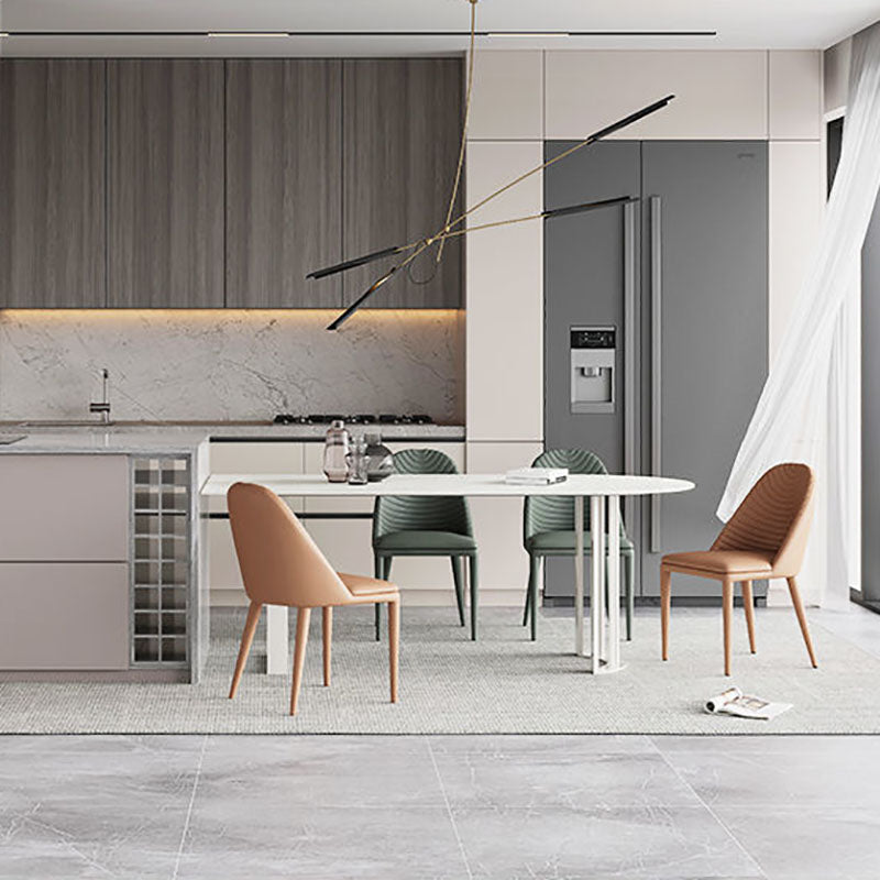 Stone Dining Room Collection Contemporary Double Pedestal Dining Table for Home Clearhalo 'Dining Tables & Seating' 'Dining Tables' 'dining_table' 'furn' 'furn_dining_table' 'Furniture' 'Kitchen & Dining Furniture' 5479836
