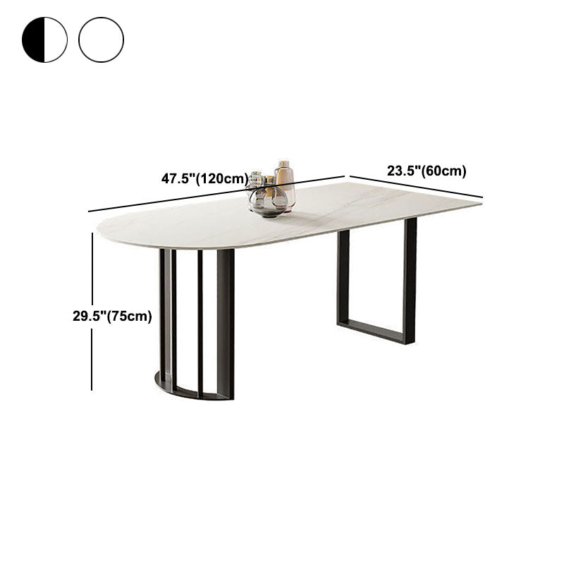 Stone Dining Room Collection Contemporary Double Pedestal Dining Table for Home Clearhalo 'Dining Tables & Seating' 'Dining Tables' 'dining_table' 'furn' 'furn_dining_table' 'Furniture' 'Kitchen & Dining Furniture' 5479837
