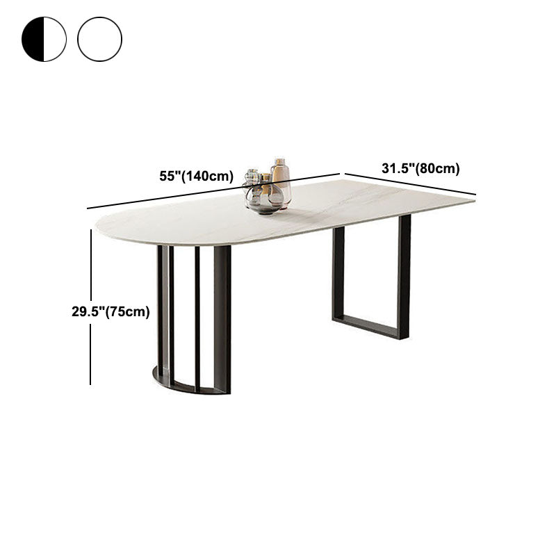 Stone Dining Room Collection Contemporary Double Pedestal Dining Table for Home Clearhalo 'Dining Tables & Seating' 'Dining Tables' 'dining_table' 'furn' 'furn_dining_table' 'Furniture' 'Kitchen & Dining Furniture' 5479841