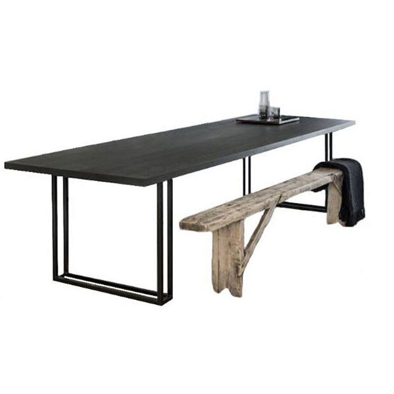 Industrial Dinning Table with Black Wood Rectangle Dining Table for Kitchen Black Without Chairs Clearhalo 'Dining Tables & Seating' 'Dining Tables' 'dining_table' 'furn' 'furn_dining_table' 'Furniture' 'Kitchen & Dining Furniture' 5479846