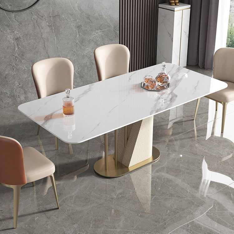 Goldener Sockel Casual Esstisch Traditioneller Luxus -Rechteck Esstisch