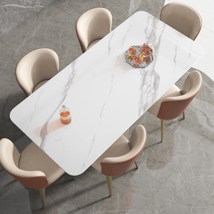 Goldener Sockel Casual Esstisch Traditioneller Luxus -Rechteck Esstisch