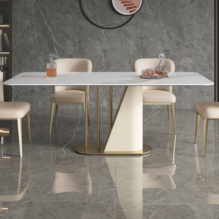 Goldener Sockel Casual Esstisch Traditioneller Luxus -Rechteck Esstisch