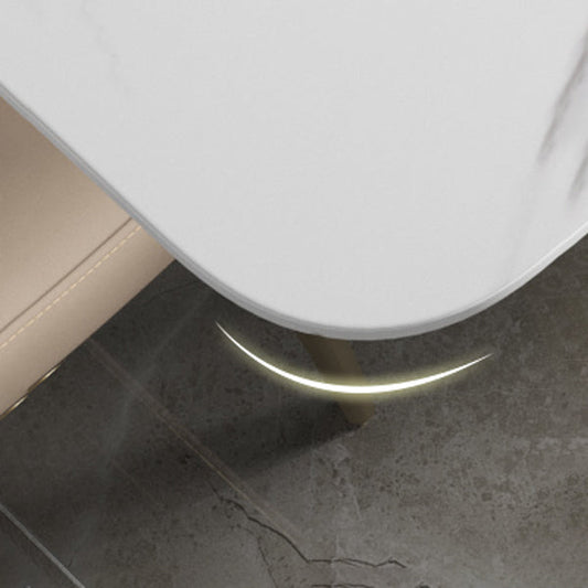 ゴールドペデスタルカジュアルダイニングテーブル伝統的な高級長方形ダイニングテーブル