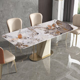 Goldener Sockel Casual Esstisch Traditioneller Luxus -Rechteck Esstisch