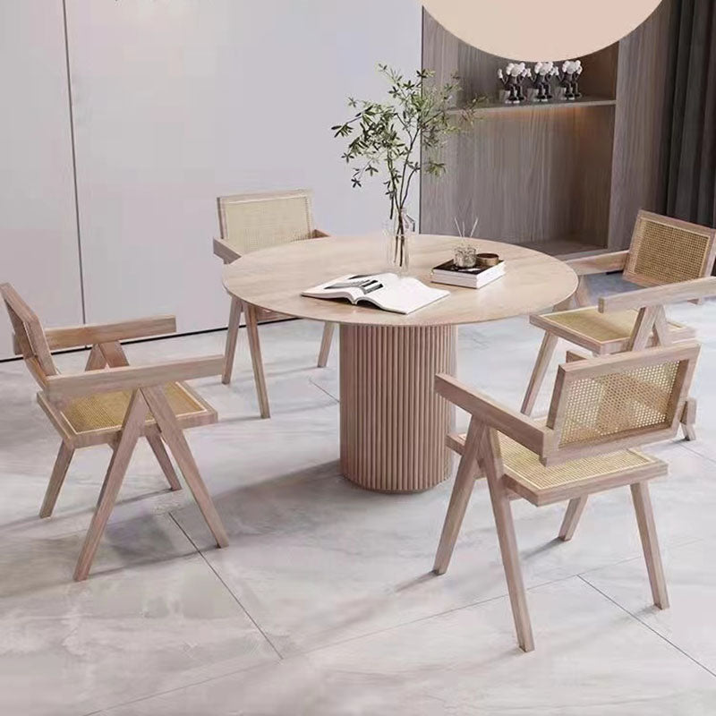 Solid Wood Dining Table Contemporary Dining Site Table with Pedestal Base Clearhalo 'Dining Tables & Seating' 'Dining Tables' 'dining_table' 'furn' 'furn_dining_table' 'Furniture' 'Kitchen & Dining Furniture' 5479891