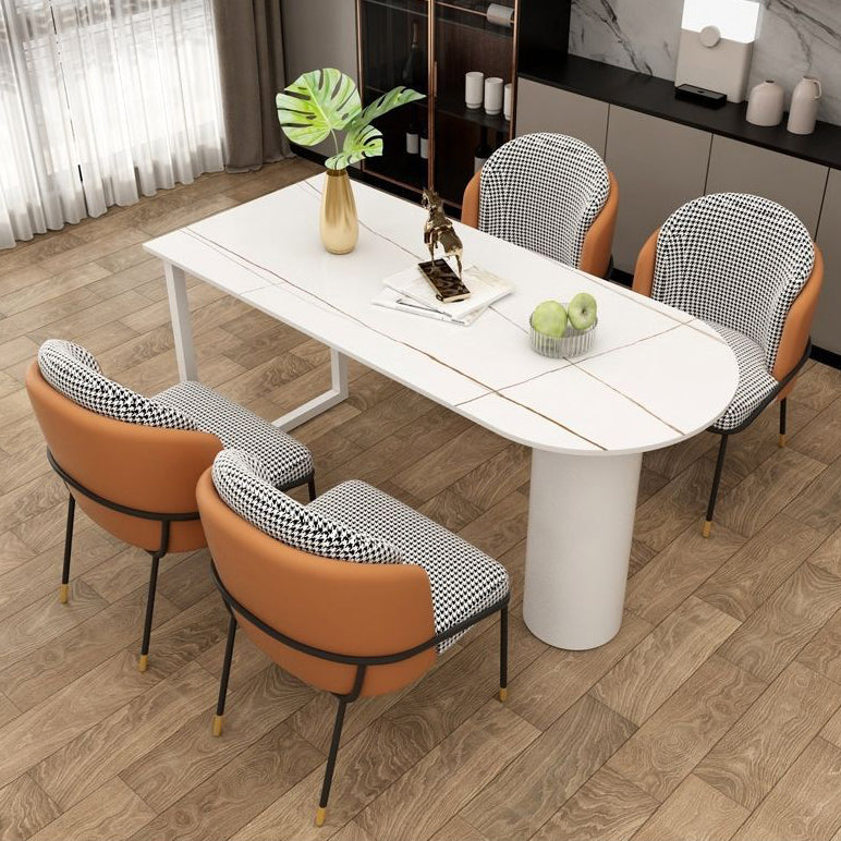 Free Form Sintered Stone Dining Table Modern Dining Table with Double Pedestal for Home Slate White Clearhalo 'Dining Tables & Seating' 'Dining Tables' 'dining_table' 'furn' 'furn_dining_table' 'Furniture' 'Kitchen & Dining Furniture' 5479906