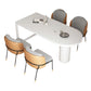 Free Form Sintered Stone Dining Table Modern Dining Table with Double Pedestal for Home Solid Wood White Clearhalo 'Dining Tables & Seating' 'Dining Tables' 'dining_table' 'furn' 'furn_dining_table' 'Furniture' 'Kitchen & Dining Furniture' 5479908