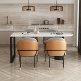Free Form Sintered Stone Dining Table Modern Dining Table with Double Pedestal for Home Clearhalo 'Dining Tables & Seating' 'Dining Tables' 'dining_table' 'furn' 'furn_dining_table' 'Furniture' 'Kitchen & Dining Furniture' 5479910