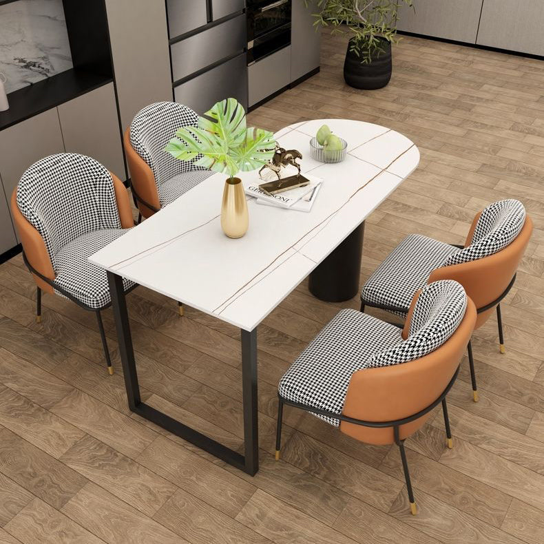 Free Form Sintered Stone Dining Table Modern Dining Table with Double Pedestal for Home Clearhalo 'Dining Tables & Seating' 'Dining Tables' 'dining_table' 'furn' 'furn_dining_table' 'Furniture' 'Kitchen & Dining Furniture' 5479911