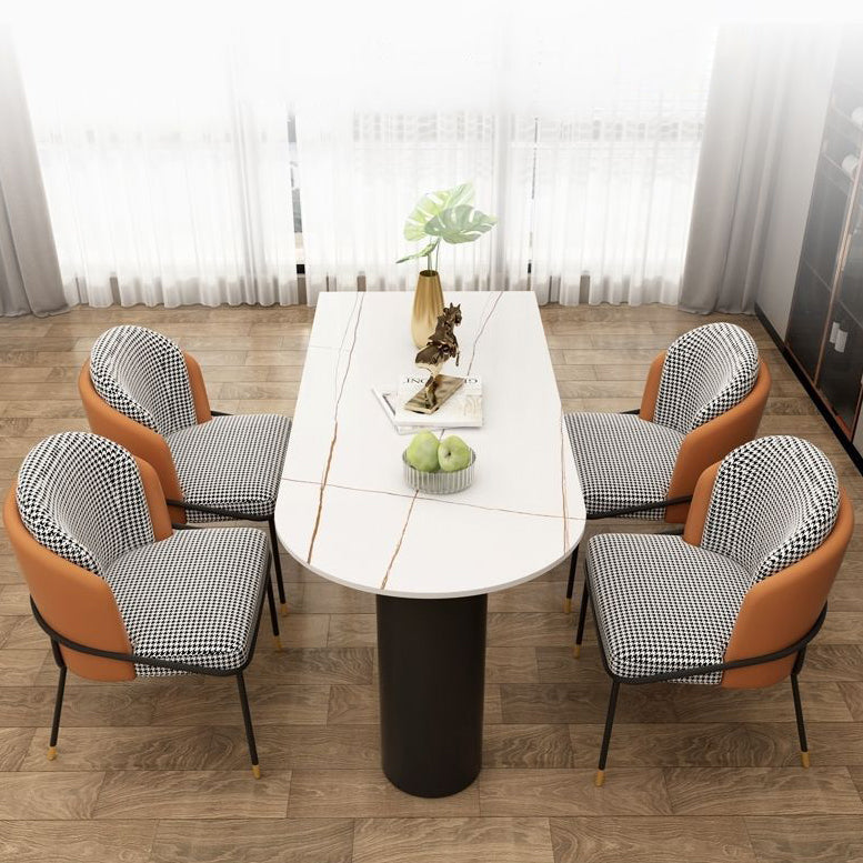 Free Form Sintered Stone Dining Table Modern Dining Table with Double Pedestal for Home Clearhalo 'Dining Tables & Seating' 'Dining Tables' 'dining_table' 'furn' 'furn_dining_table' 'Furniture' 'Kitchen & Dining Furniture' 5479912