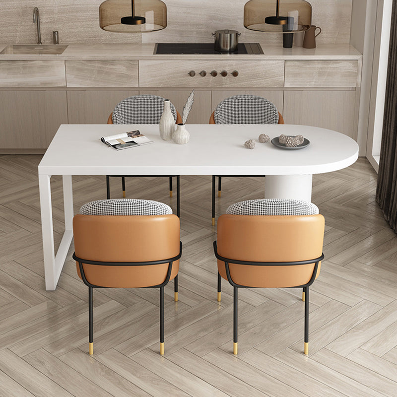 Free Form Sintered Stone Dining Table Modern Dining Table with Double Pedestal for Home Clearhalo 'Dining Tables & Seating' 'Dining Tables' 'dining_table' 'furn' 'furn_dining_table' 'Furniture' 'Kitchen & Dining Furniture' 5479914