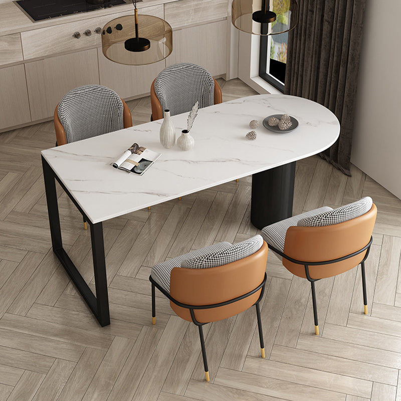Free Form Sintered Stone Dining Table Modern Dining Table with Double Pedestal for Home Clearhalo 'Dining Tables & Seating' 'Dining Tables' 'dining_table' 'furn' 'furn_dining_table' 'Furniture' 'Kitchen & Dining Furniture' 5479915
