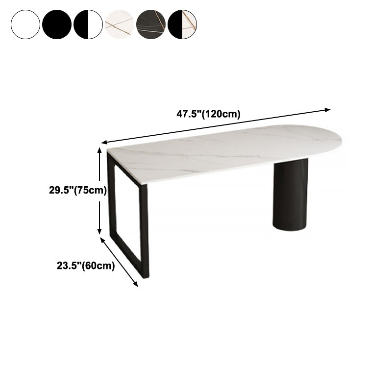 Free Form Sintered Stone Dining Table Modern Dining Table with Double Pedestal for Home Clearhalo 'Dining Tables & Seating' 'Dining Tables' 'dining_table' 'furn' 'furn_dining_table' 'Furniture' 'Kitchen & Dining Furniture' 5479918