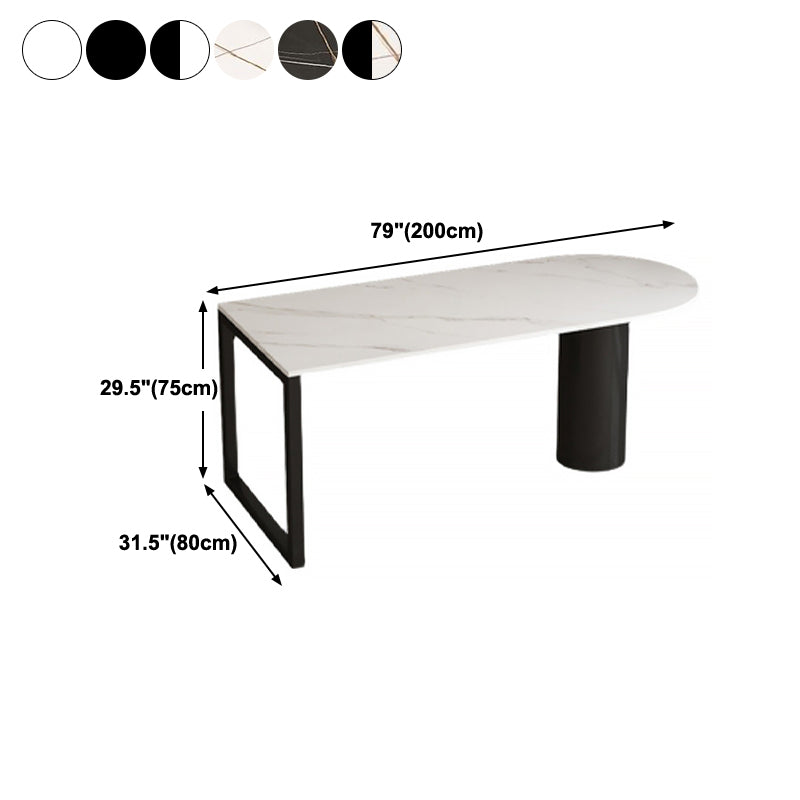 Free Form Sintered Stone Dining Table Modern Dining Table with Double Pedestal for Home Clearhalo 'Dining Tables & Seating' 'Dining Tables' 'dining_table' 'furn' 'furn_dining_table' 'Furniture' 'Kitchen & Dining Furniture' 5479921