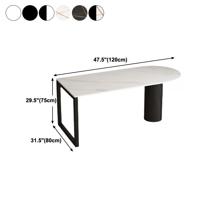 Free Form Sintered Stone Dining Table Modern Dining Table with Double Pedestal for Home Clearhalo 'Dining Tables & Seating' 'Dining Tables' 'dining_table' 'furn' 'furn_dining_table' 'Furniture' 'Kitchen & Dining Furniture' 5479922