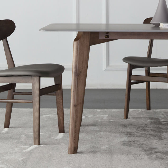 Tavolo da pranzo in pietra sinterizzato tavolo rettangolo moderno con 4 gambe in legno di cenere