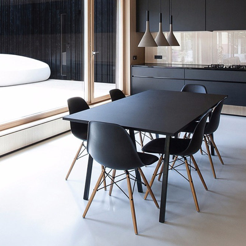 Table à manger industrielle avec table à manger rectangulaire en pin noir pour cuisine