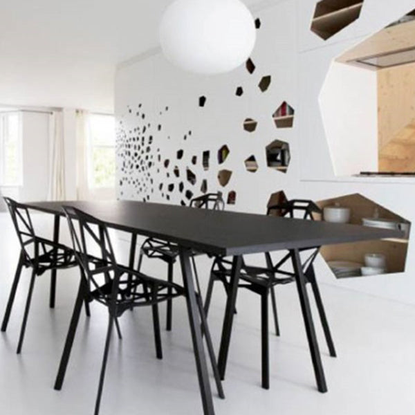 Table à manger industrielle avec table à manger rectangulaire en pin noir pour cuisine