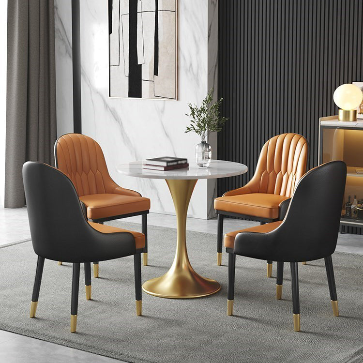 Traditional Luxury Dining Table Sintered Stone Tulip Table for Dining Room White 23.6"L x 23.6"W x 29.5"H Without Chairs Clearhalo 'Dining Tables & Seating' 'Dining Tables' 'dining_table' 'furn' 'furn_dining_table' 'Furniture' 'Kitchen & Dining Furniture' 5479991