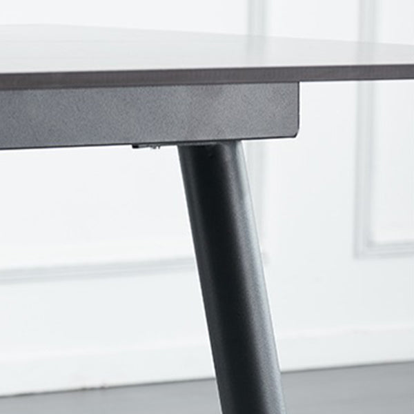 Rectangle Industrial Stone Table Standard Height Kitchen Table with 4 Legs