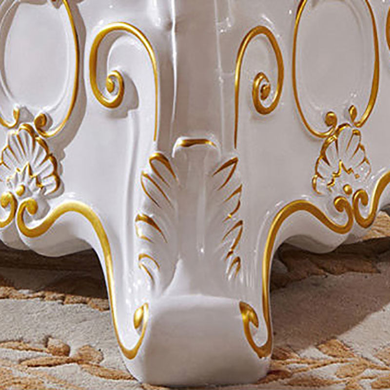 Stone Top Dining Table Round Table with Pedestal Base in White Clearhalo 'Dining Tables & Seating' 'Dining Tables' 'dining_table' 'furn' 'furn_dining_table' 'Furniture' 'Kitchen & Dining Furniture' 5480063