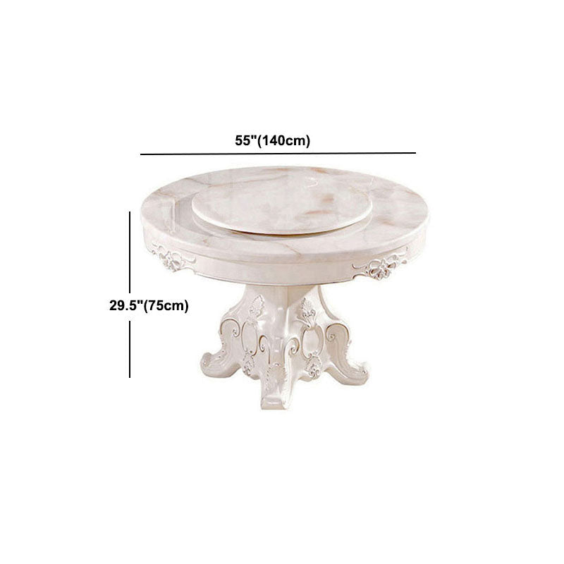 Stone Top Dining Table Round Table with Pedestal Base in White Clearhalo 'Dining Tables & Seating' 'Dining Tables' 'dining_table' 'furn' 'furn_dining_table' 'Furniture' 'Kitchen & Dining Furniture' 5480069
