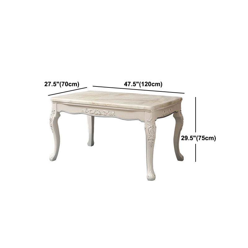 石のトップダイニングテーブル4本の木製の脚の長方形ダイニングテーブル
