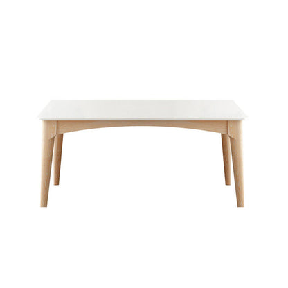 White Stone Top Table Mid-Century Modern Dining Table with 4 Wood Legs
