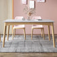 White Stone Top Table Mid-Century Modern Dining Table with 4 Wood Legs