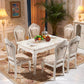 White Stone Top Dining Table Rectangle Dining Table with 4 Wood Legs